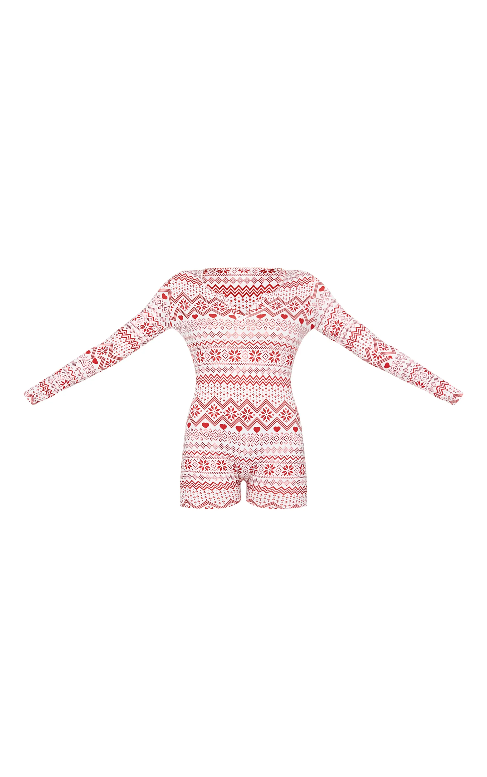 Cream Fairisle Print Button Down Pyjama Romper sold by Pretty Little Thing product image thumbnail 5