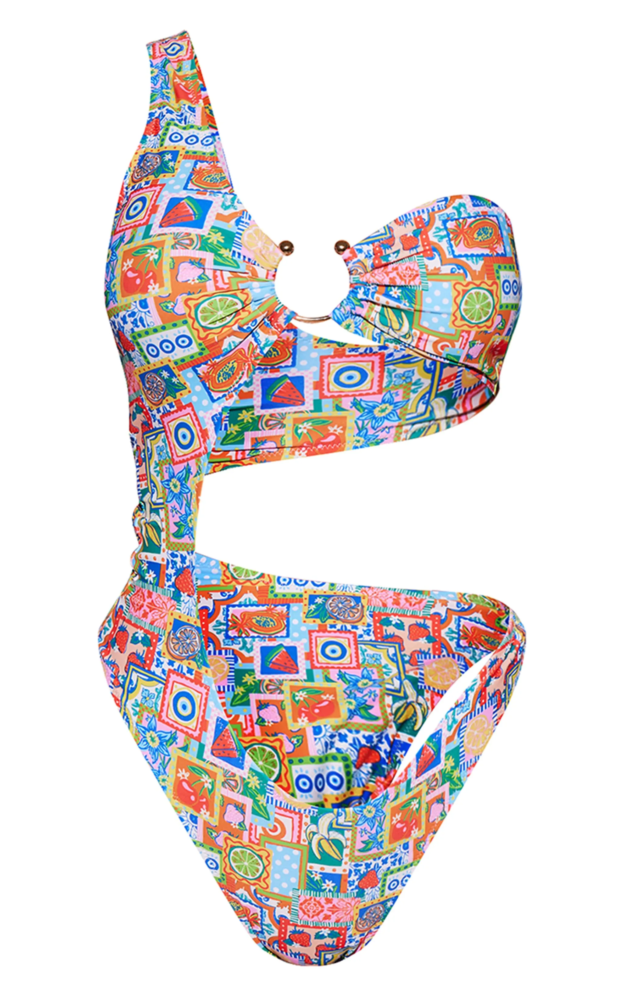 Multi Fruit Postcard Print Cut Out Swimsuit sold by Pretty Little Thing product image thumbnail 5