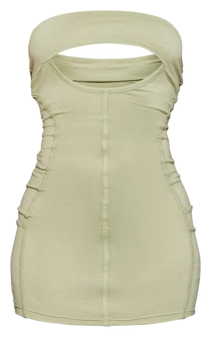 Sage Khaki Binded Cut Out Bandeau Bodycon Dress sold by Pretty Little Thing product image thumbnail 4