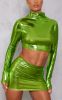 Green Metallic High Neck Crop Top sold by Pretty Little Thing