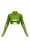 Green Metallic High Neck Crop Top sold by Pretty Little Thing