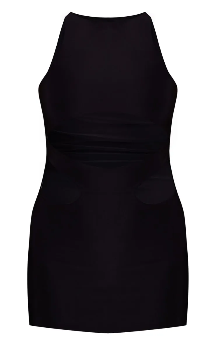 Black Slinky Cut Out Waist Racer Bodycon Dress sold by Pretty Little Thing product image thumbnail 5