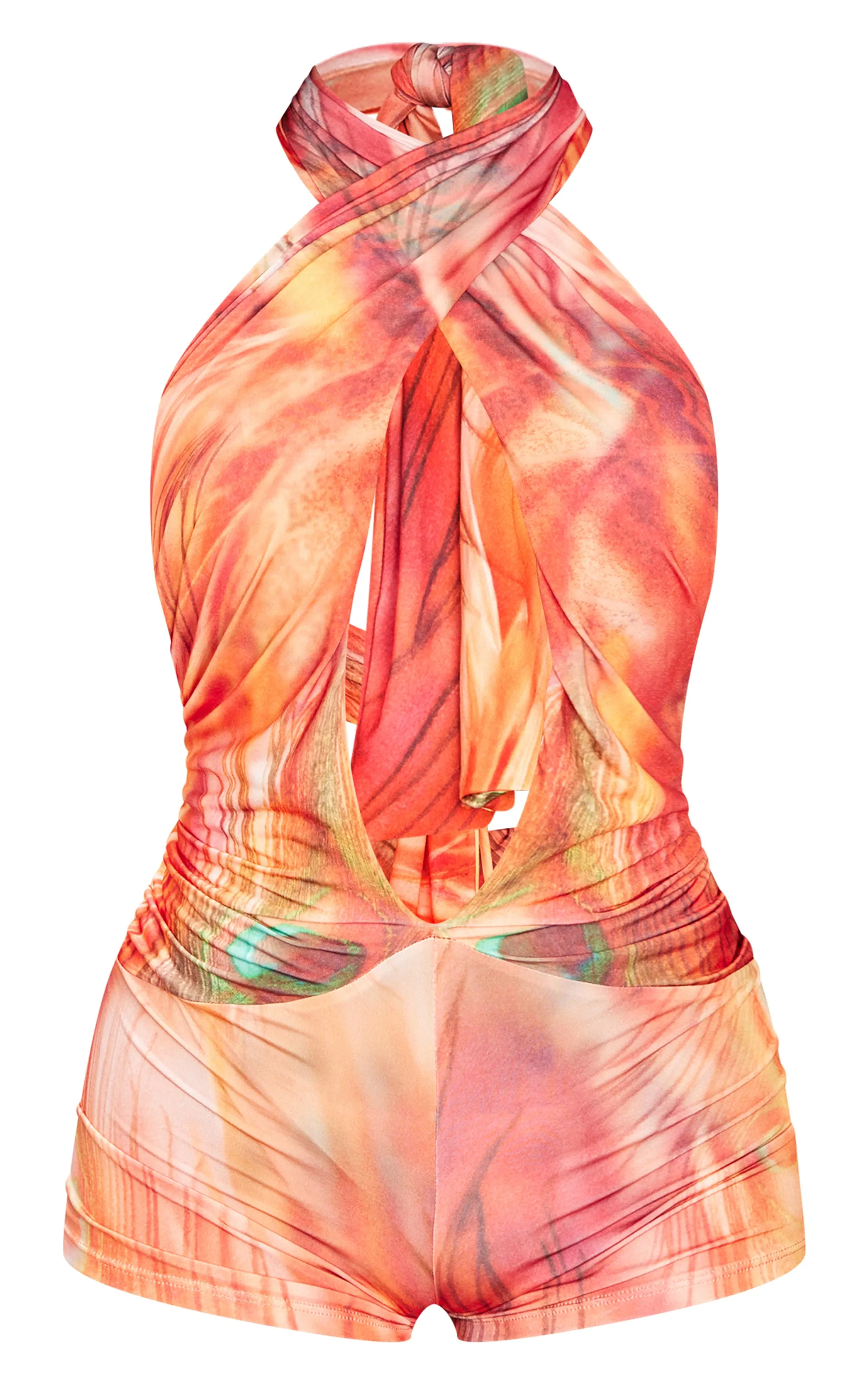 Orange Slinky Halterneck Unitard sold by Pretty Little Thing product image thumbnail 5