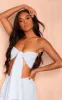 Blue And White Striped Linen Look Tie Front Crop Top sold by Pretty Little Thing
