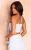 Blue And White Striped Linen Look Tie Front Crop Top sold by Pretty Little Thing