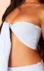 Blue And White Striped Linen Look Tie Front Crop Top sold by Pretty Little Thing