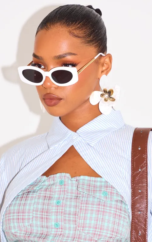  White Smokey Rectangular Frame Sunglasses sold by Pretty Little Thing