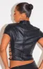 Black Faux Leather Side Open Detail High Neck Top sold by Pretty Little Thing