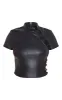 Black Faux Leather Side Open Detail High Neck Top sold by Pretty Little Thing