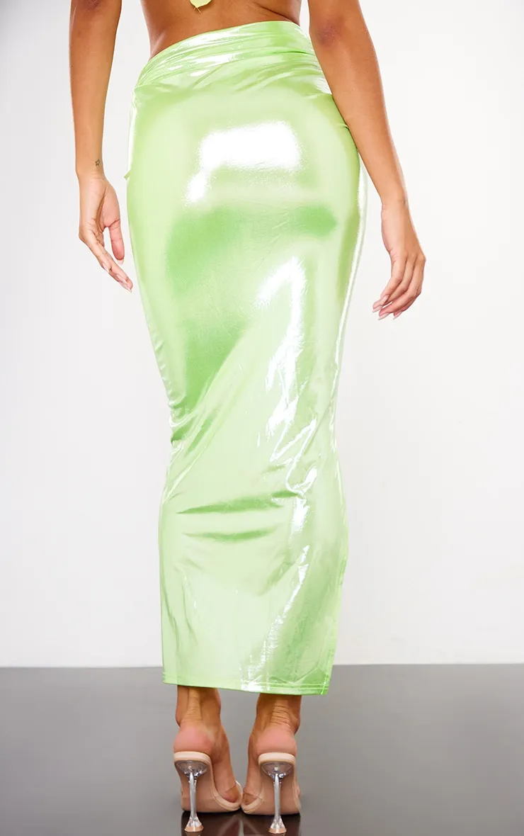 Green Shimmer Woven Twist Front Maxi Skirt sold by Pretty Little Thing product image thumbnail 3