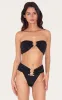 Black Hammered Trim Bandeau Bikini Top sold by Pretty Little Thing