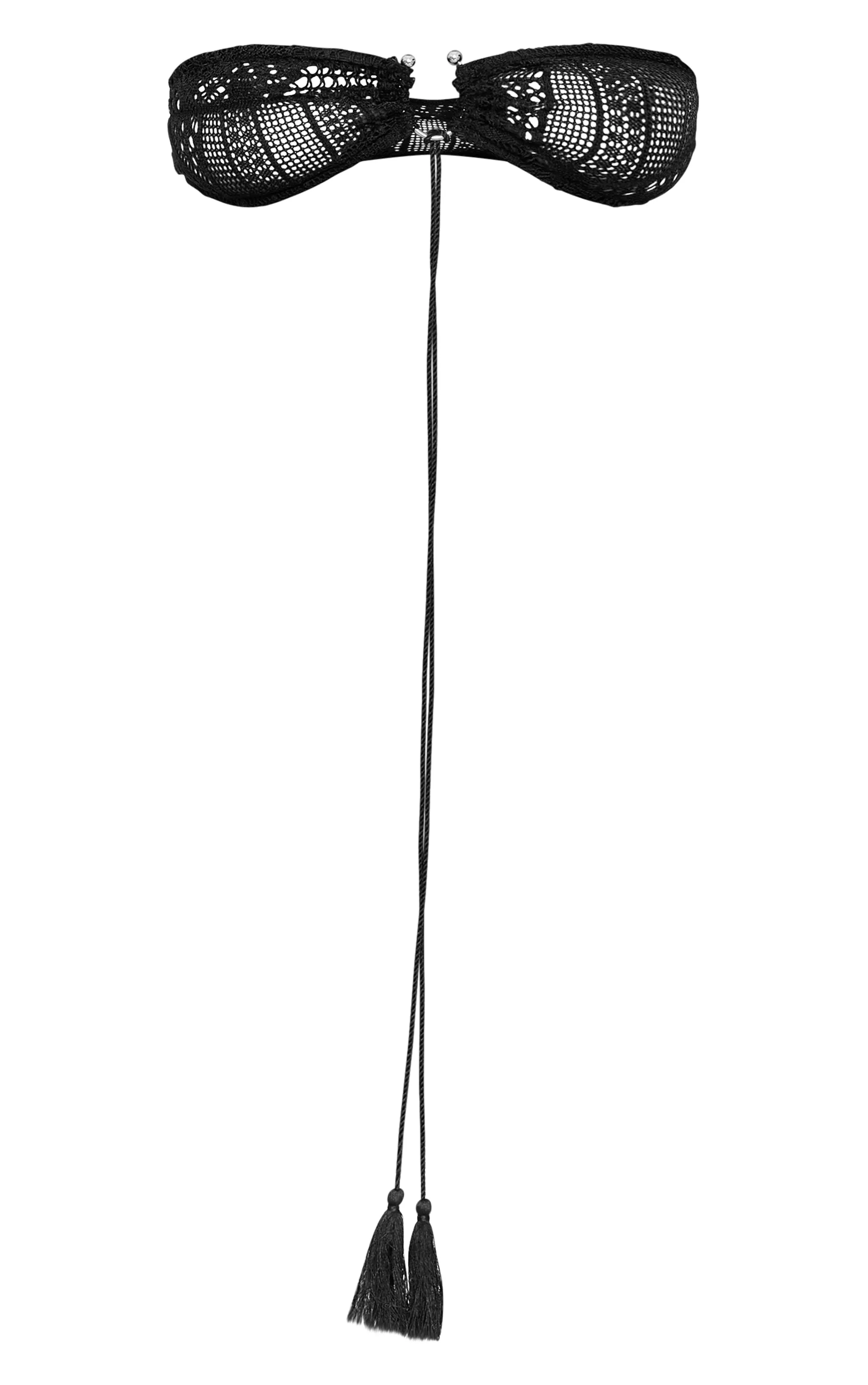 Black Crochet Bandeau Gold Trim Beach Top sold by Pretty Little Thing product image thumbnail 5