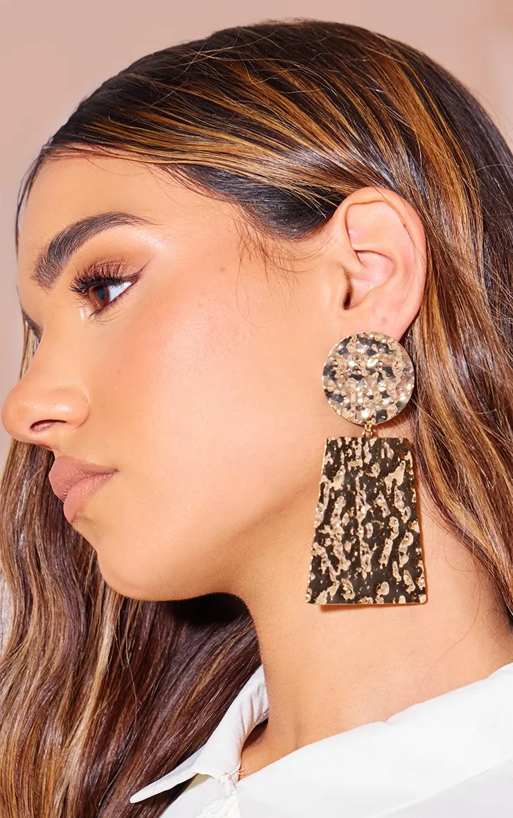 Gold Molten Oversized Abstract Statement Stud Earrings sold by Pretty Little Thing