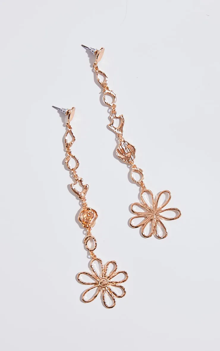 Gold Abstract Daisy Drop Statement Earrings sold by Pretty Little Thing product image thumbnail 2