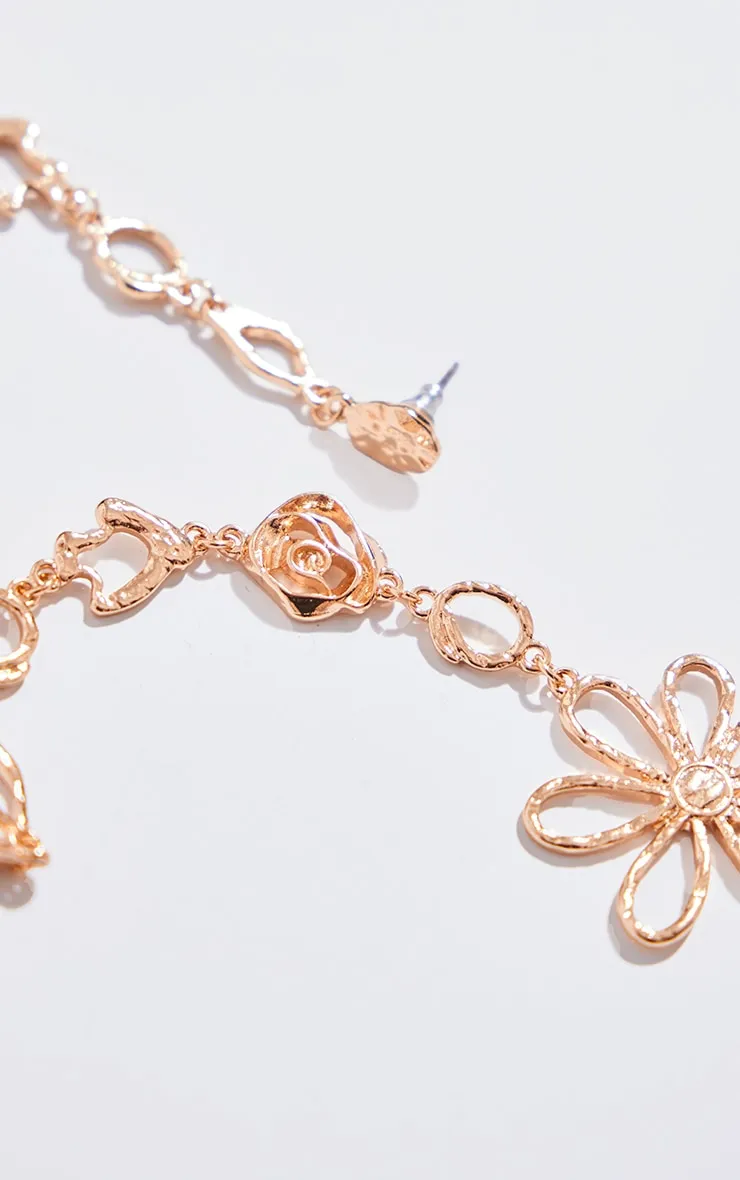 Gold Abstract Daisy Drop Statement Earrings sold by Pretty Little Thing product image thumbnail 3