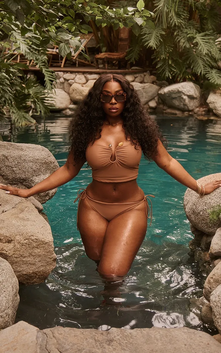 Plus Brown Tie Side Mini Bikini Bottoms sold by Pretty Little Thing product image thumbnail 3