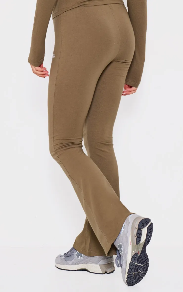 PRETTYLITTLETHING Khaki Jersey Skinny Flared Trousers sold by Pretty Little Thing product image thumbnail 3