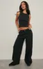 Petite Black Premium Ribbed Racer Neck Crop Top sold by Pretty Little Thing