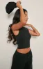 Petite Black Premium Ribbed Racer Neck Crop Top sold by Pretty Little Thing
