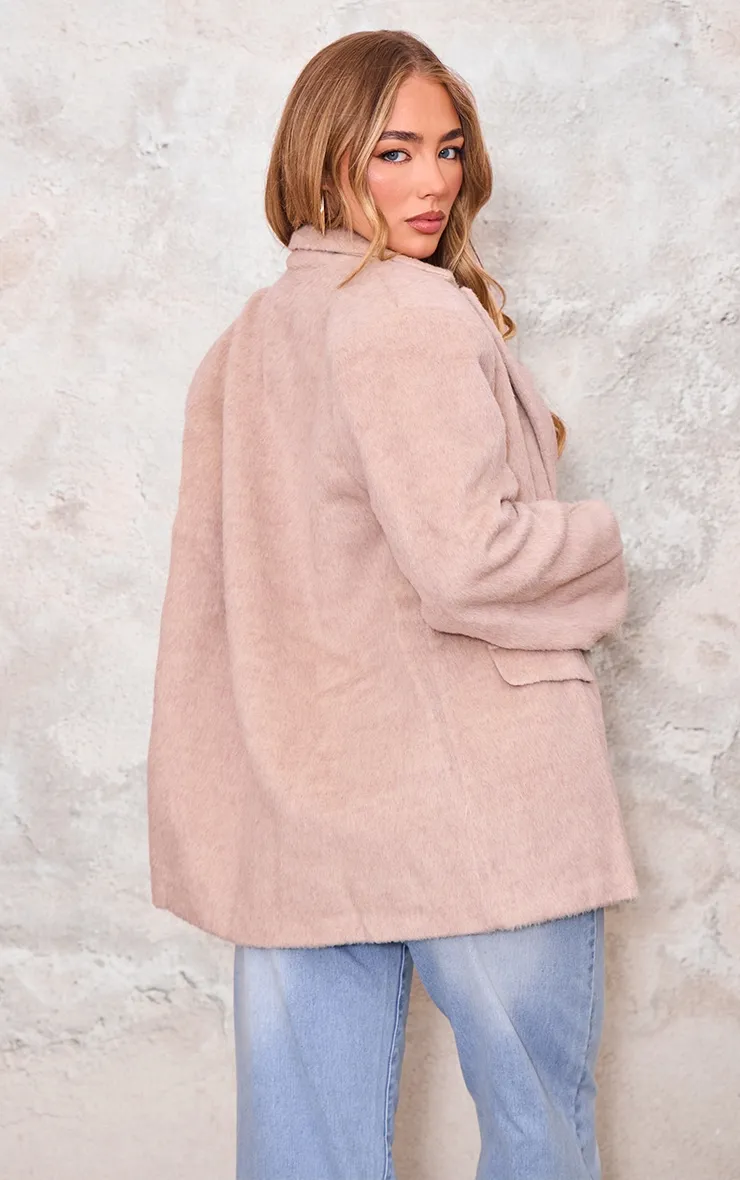 Beige Textured Wool Look Oversized Blazer sold by Pretty Little Thing product image thumbnail 2