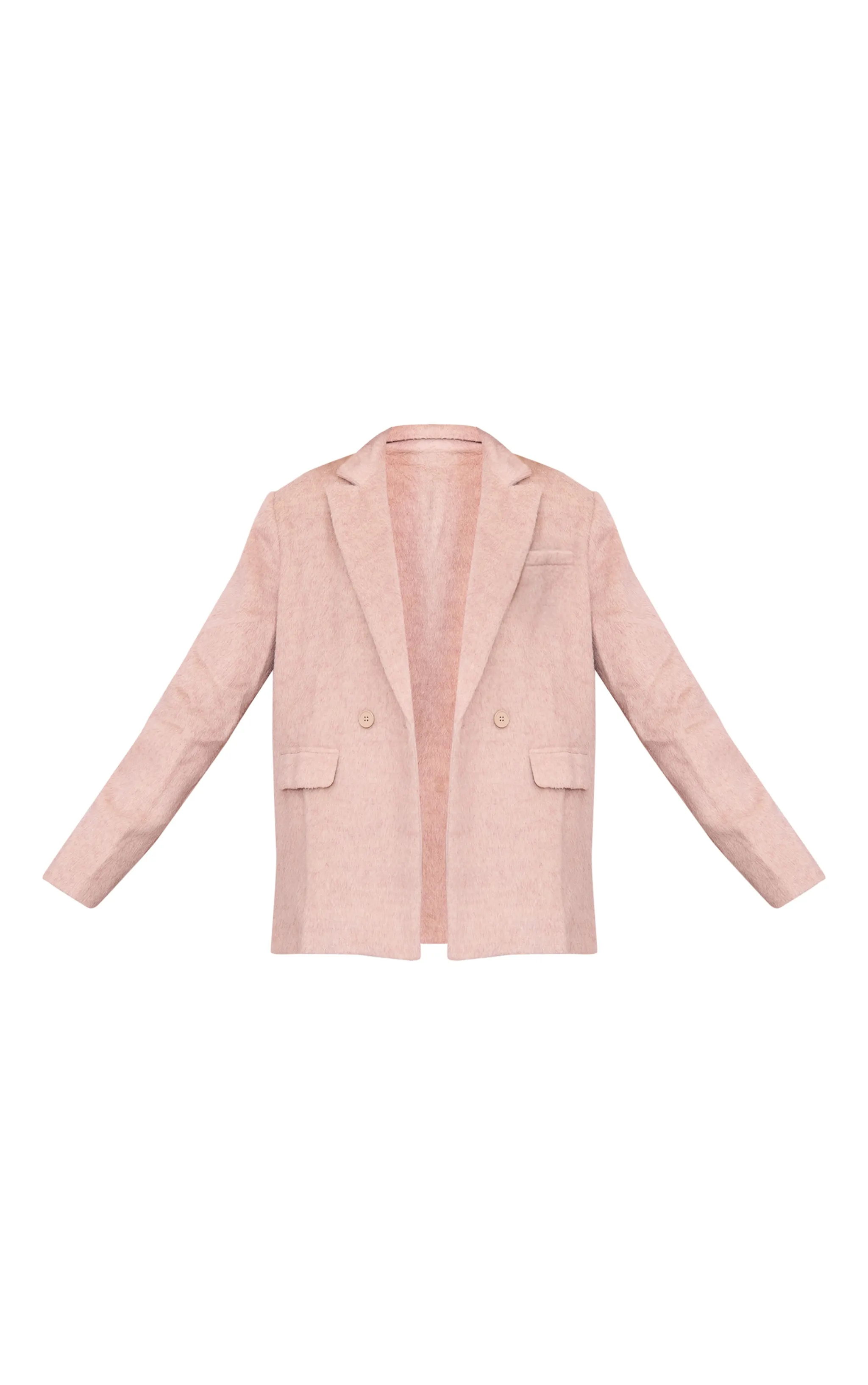 Beige Textured Wool Look Oversized Blazer sold by Pretty Little Thing product image thumbnail 4