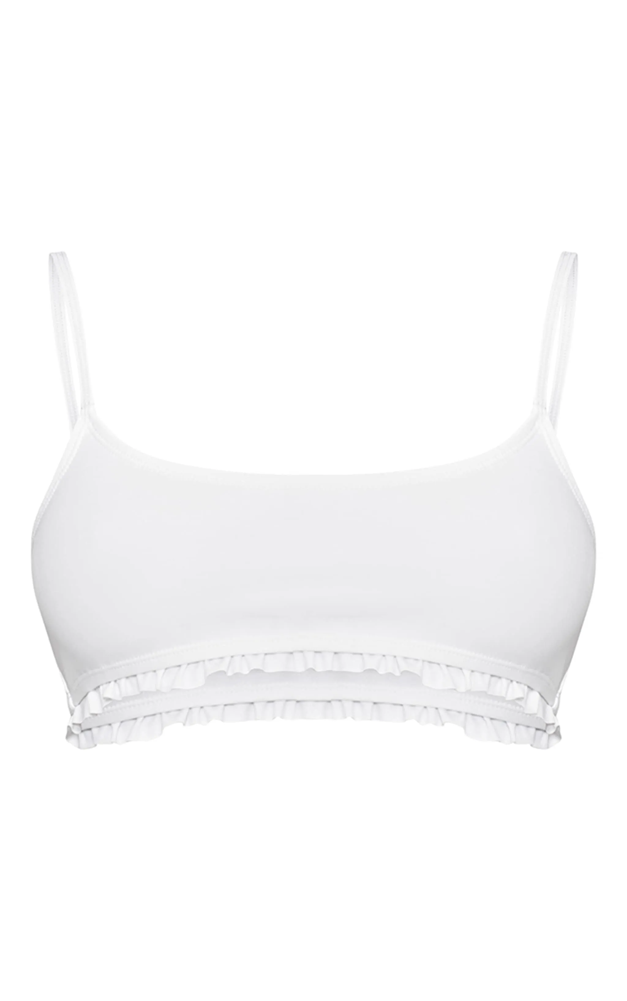 White Frill Edge Tie Strap Bikini Top sold by Pretty Little Thing product image thumbnail 5
