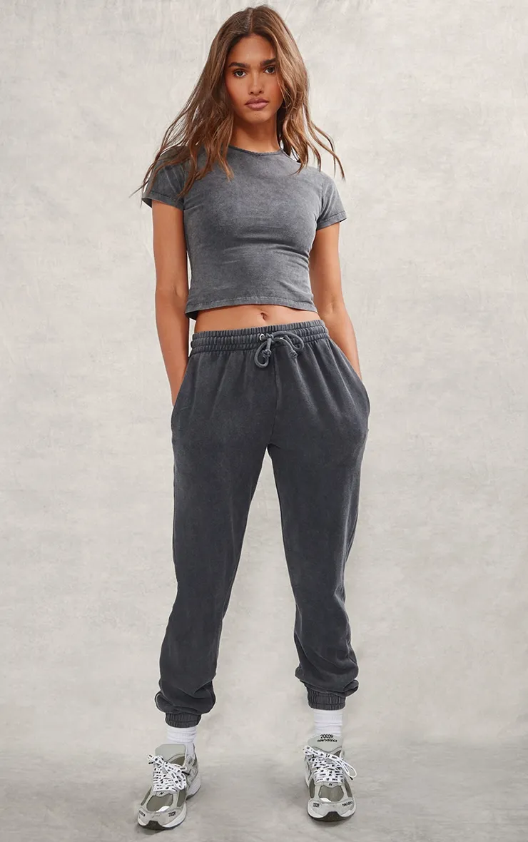 Charcoal High Waisted Cuffed Joggers sold by Pretty Little Thing