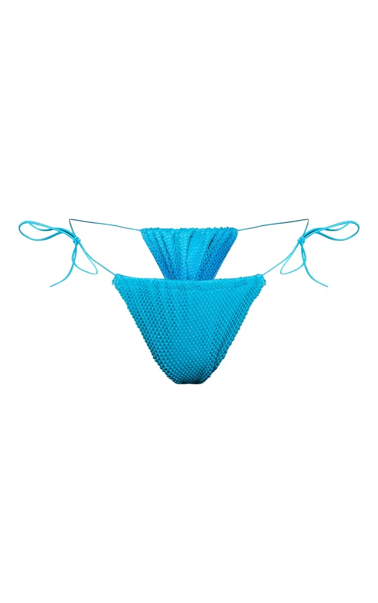 Teal Textured Tie Side Bikini Bottoms sold by Pretty Little Thing product image thumbnail 5