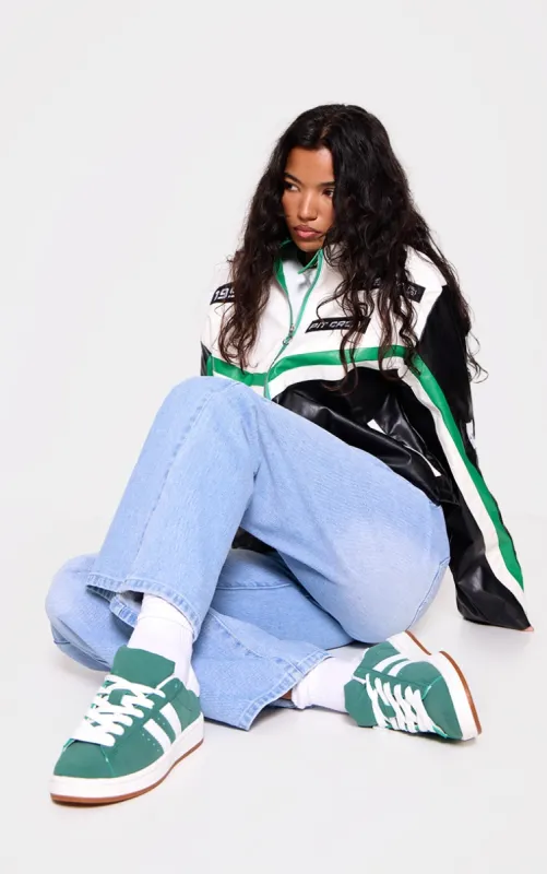 Green Faux Suede Stripe Chunky Lace Up Trainers sold by Pretty Little Thing