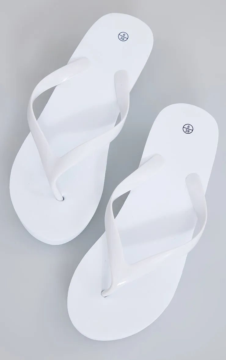White Round Toe Simple Platform Flip Flops sold by Pretty Little Thing product image thumbnail 3