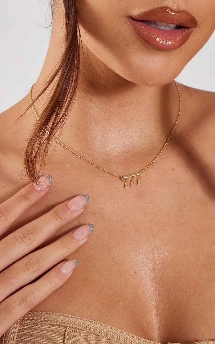 Real Gold Plated 777 Angel Number Necklace sold by Pretty Little Thing product image thumbnail 2