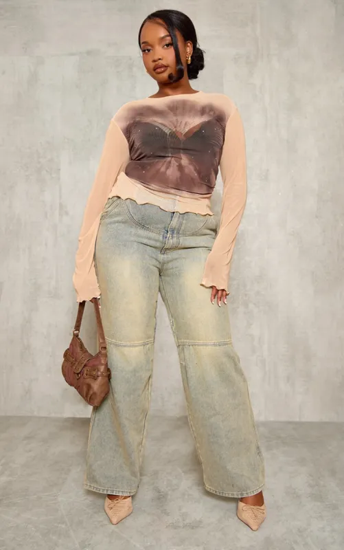 Plus Vintage Wash Raw Edge Waistband Boyfriend Jeans sold by Pretty Little Thing