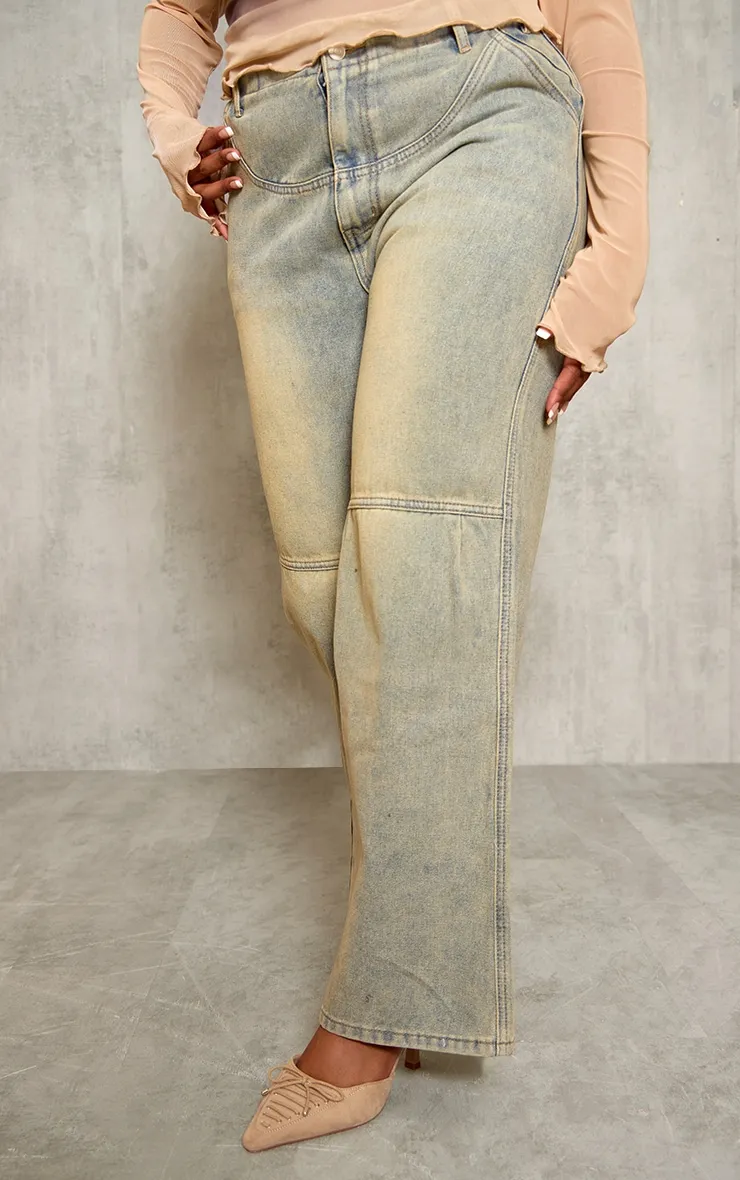 Plus Vintage Wash Raw Edge Waistband Boyfriend Jeans sold by Pretty Little Thing product image thumbnail 2