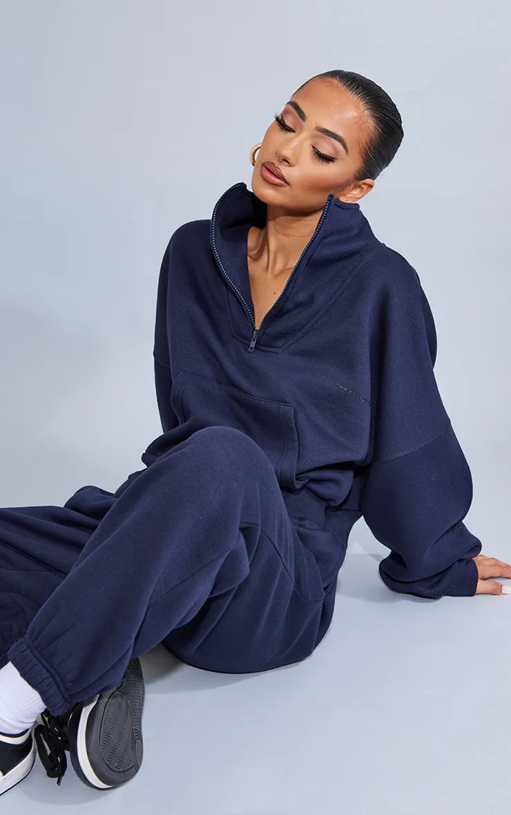 PRETTYLITTLETHING Petite Navy Oversized Half Zip Sweat sold by Pretty Little Thing