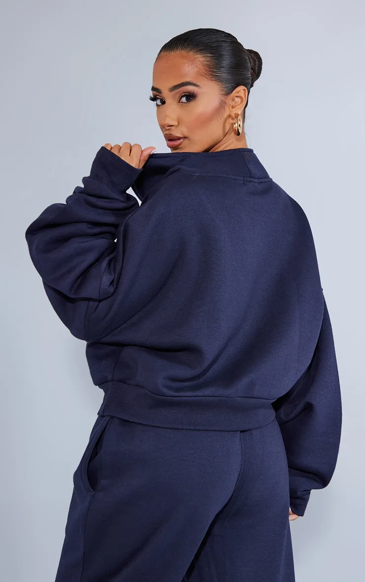 PRETTYLITTLETHING Petite Navy Oversized Half Zip Sweat sold by Pretty Little Thing product image thumbnail 2