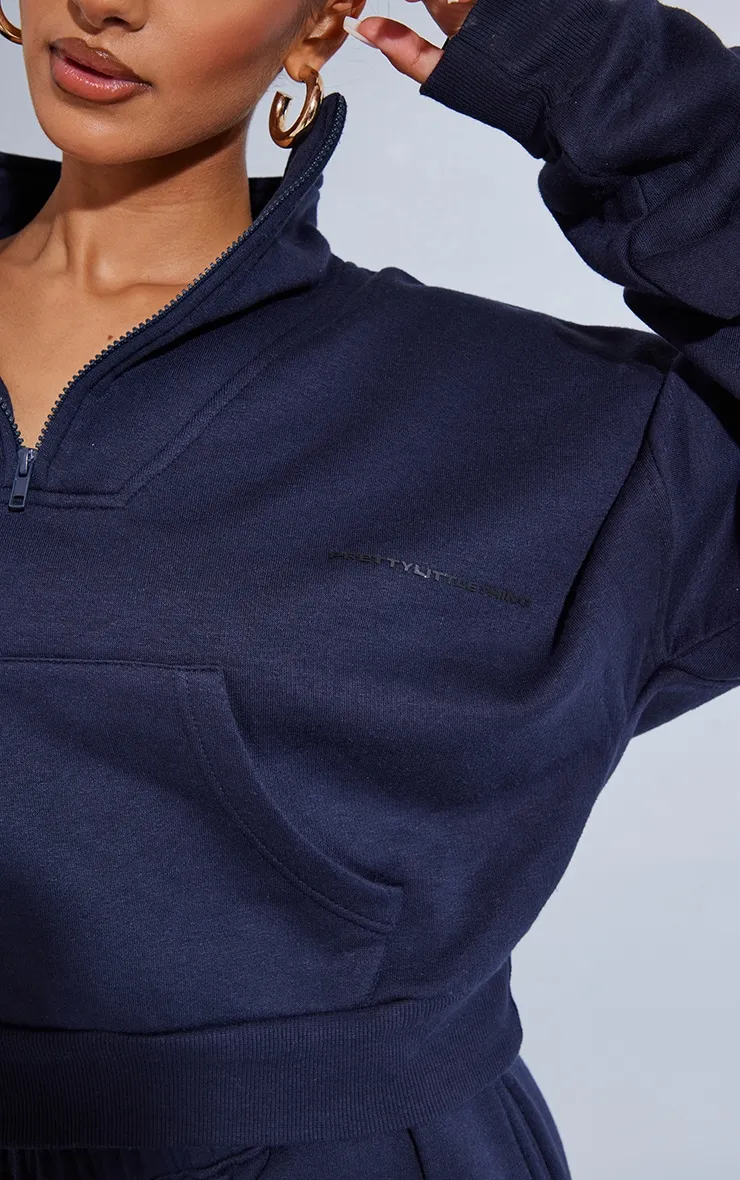PRETTYLITTLETHING Petite Navy Oversized Half Zip Sweat sold by Pretty Little Thing product image thumbnail 4