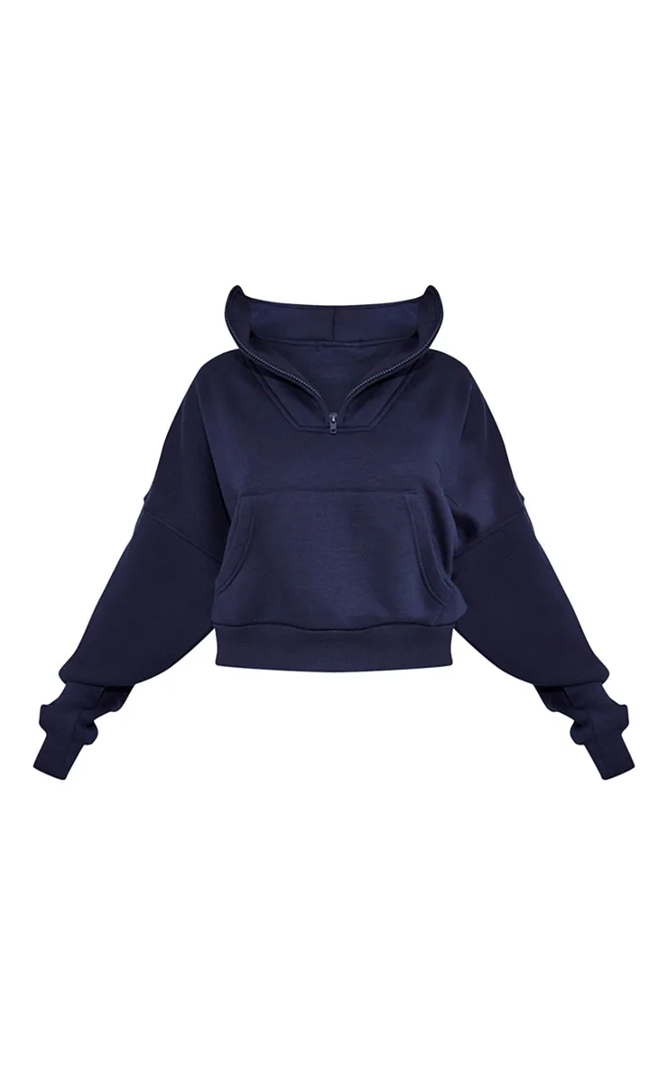 PRETTYLITTLETHING Petite Navy Oversized Half Zip Sweat sold by Pretty Little Thing product image thumbnail 5
