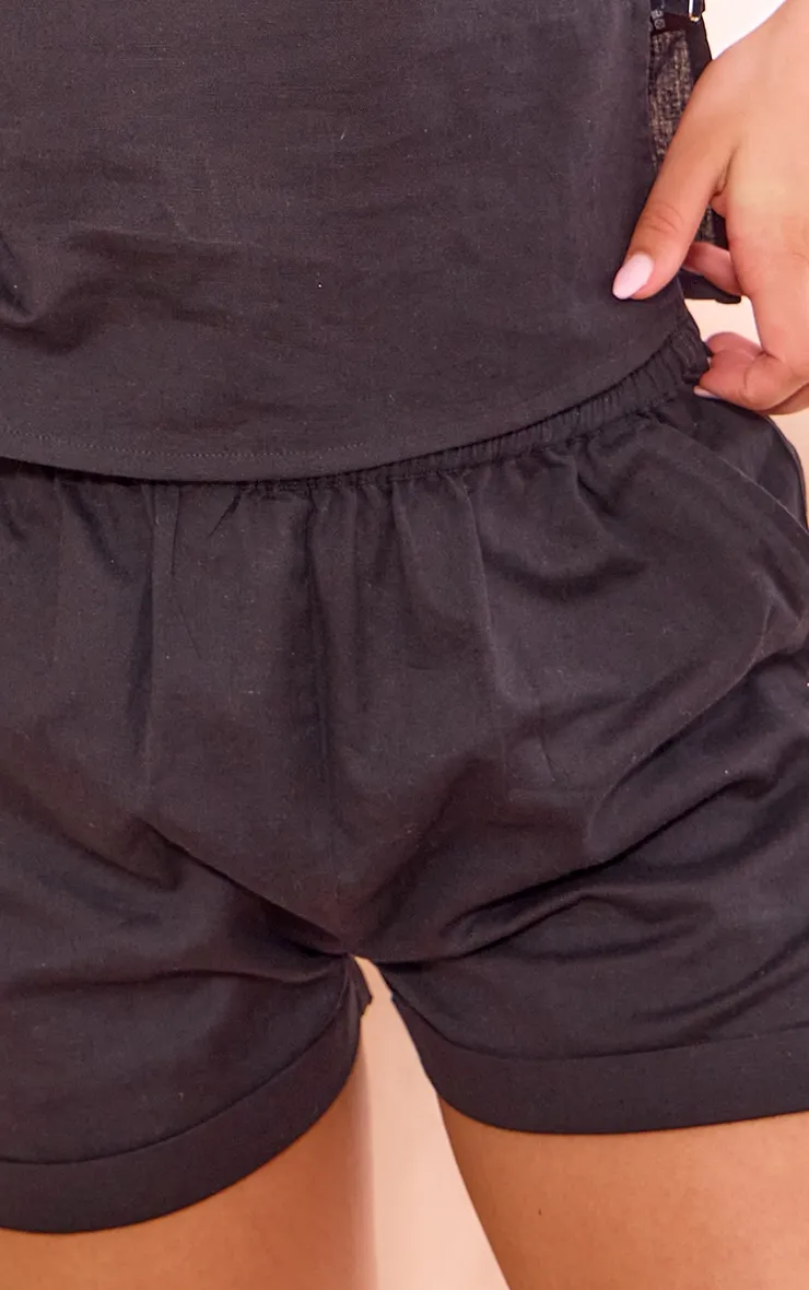 Black Linen Look High Waisted Turn Up Hem Shorts sold by Pretty Little Thing product image thumbnail 5