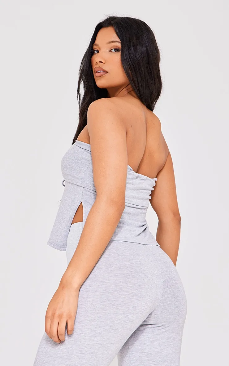 Grey Marl Jersey Ruched Front Bandeau Top sold by Pretty Little Thing product image thumbnail 2
