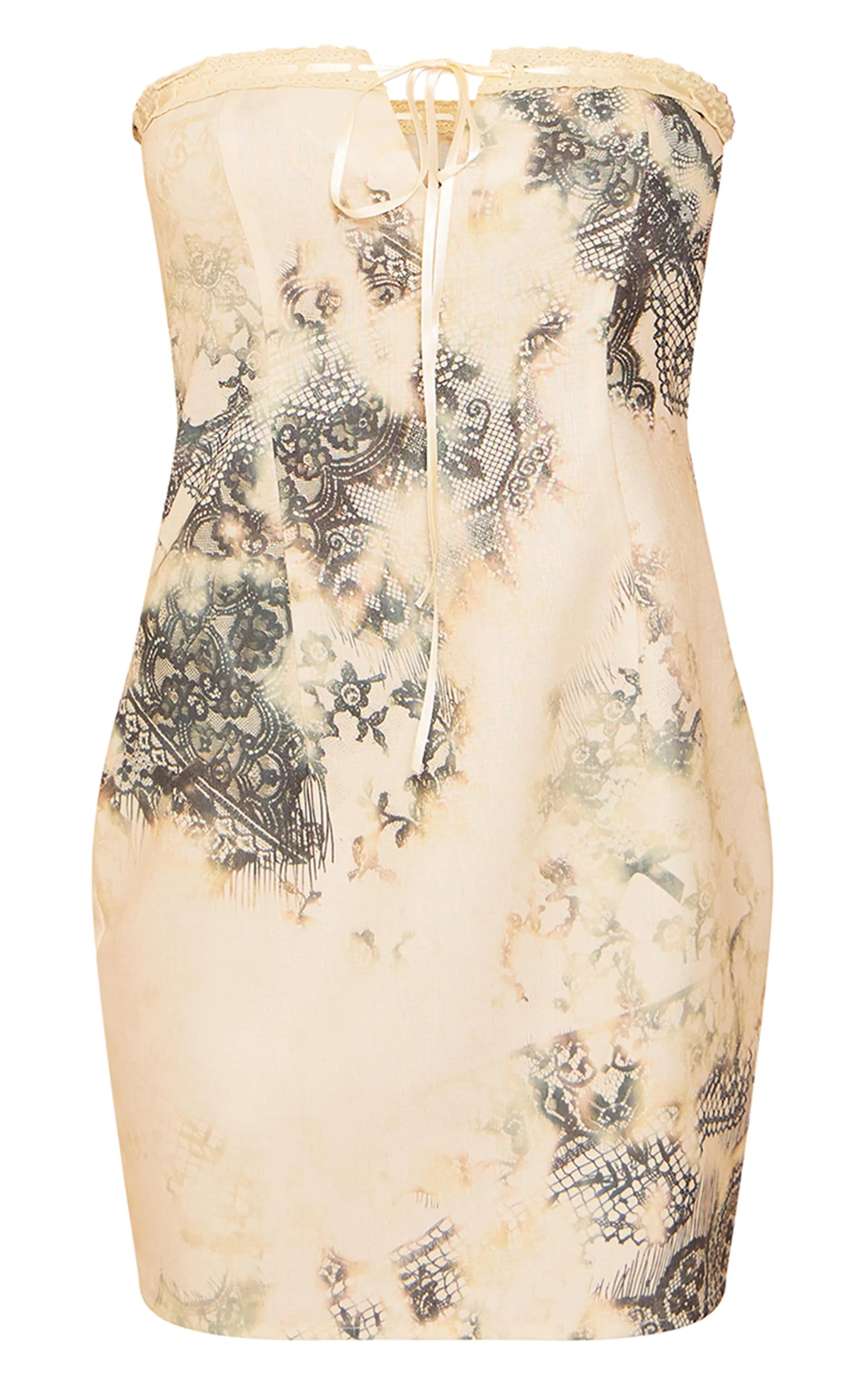 Lemon Printed Woven Bandeau Tie Lace Detail Mini Dress sold by Pretty Little Thing product image thumbnail 5