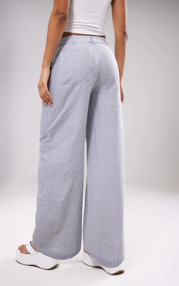 Dark Grey Pinstripe Linen Look Tailored Trousers sold by Pretty Little Thing product image thumbnail 3