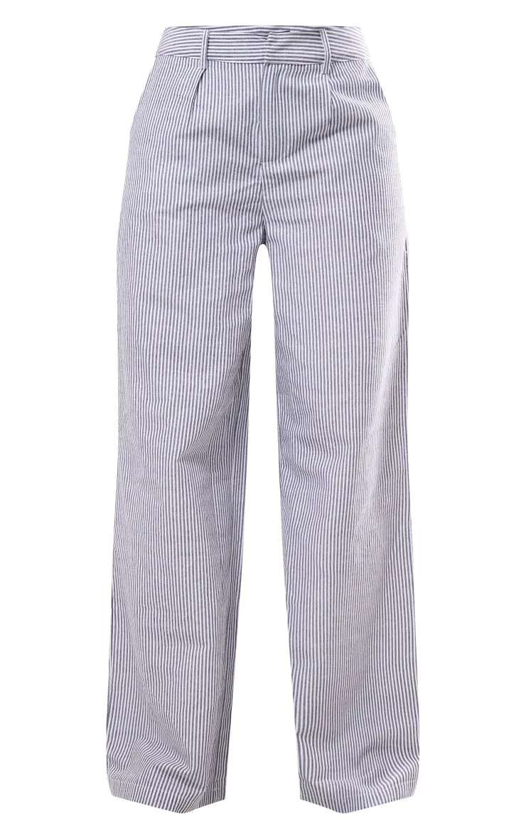 Dark Grey Pinstripe Linen Look Tailored Trousers sold by Pretty Little Thing product image thumbnail 5