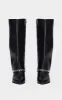 Black PU Point Toe Studded Fold Over Low Block Heeled Boots sold by Pretty Little Thing