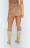 Brown Washed Faux Leather Low Rise Seam Detail Micro Mini Skirt sold by Pretty Little Thing