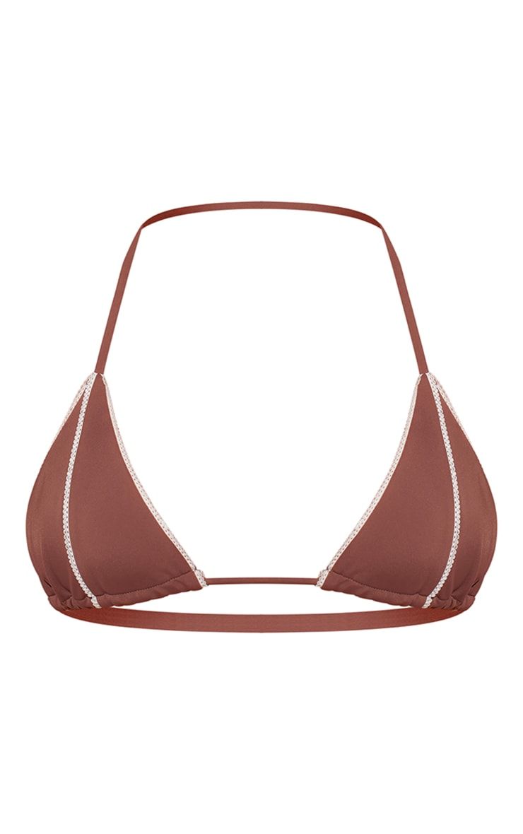 Brown Contrast Stitch Triangle Bikini Top sold by Pretty Little Thing product image thumbnail 5