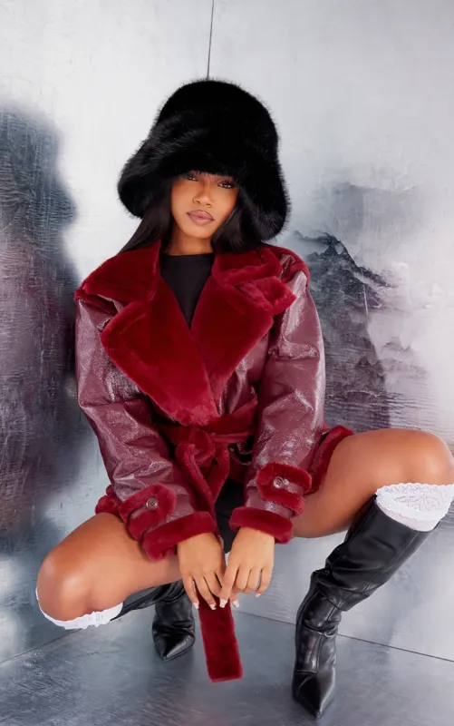 Black Faux Fur Fluffy Bucket Hat sold by Pretty Little Thing