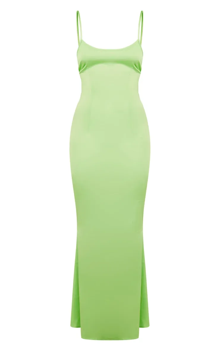 Bright Green Satin Backless Ruched Maxi Dress sold by Pretty Little Thing product image thumbnail 5