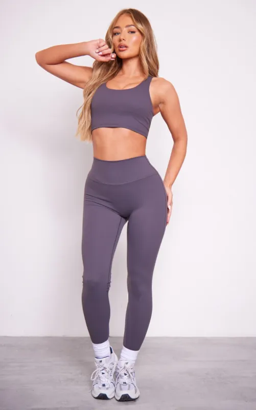 Charcoal Sculpt High Waist Gym Leggings sold by Pretty Little Thing