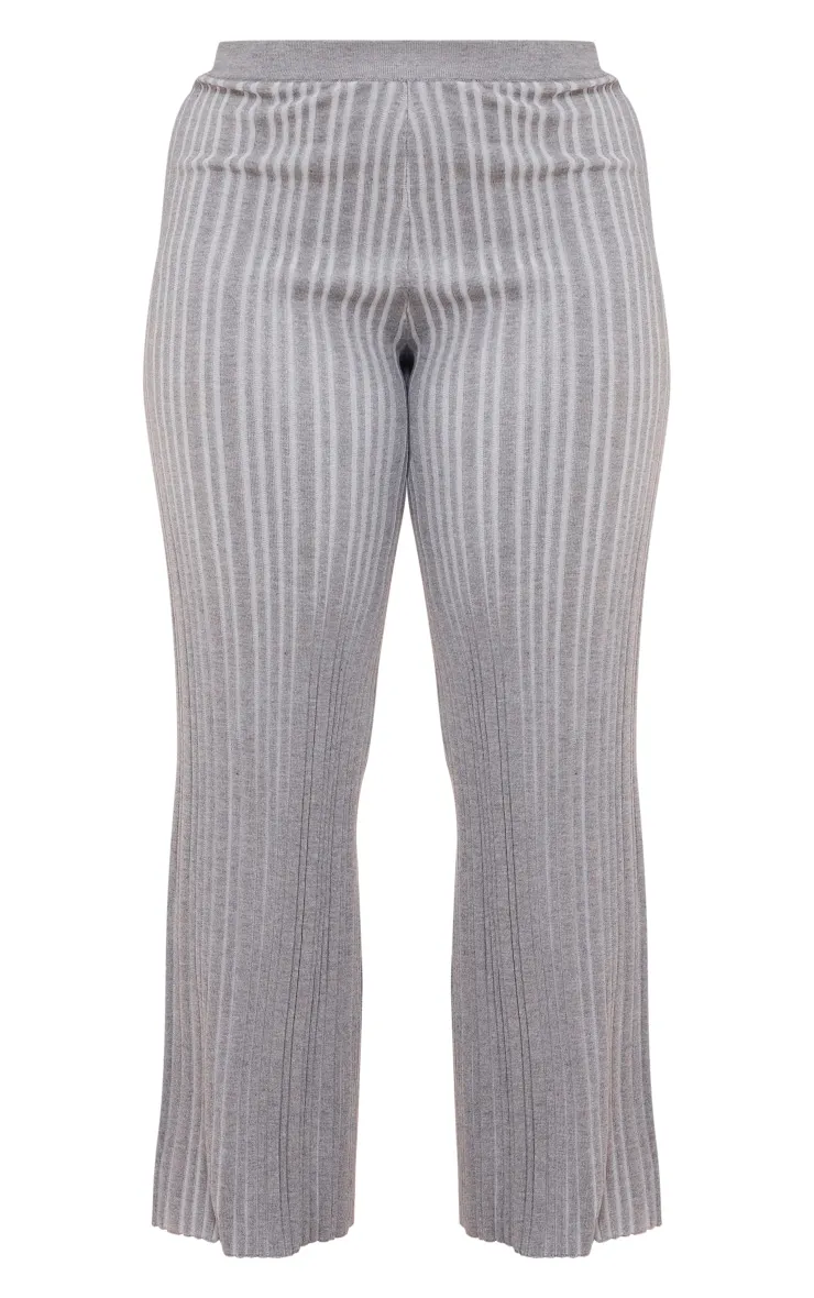 Plus Grey Rib Knitted Wide Leg Trousers sold by Pretty Little Thing product image thumbnail 5