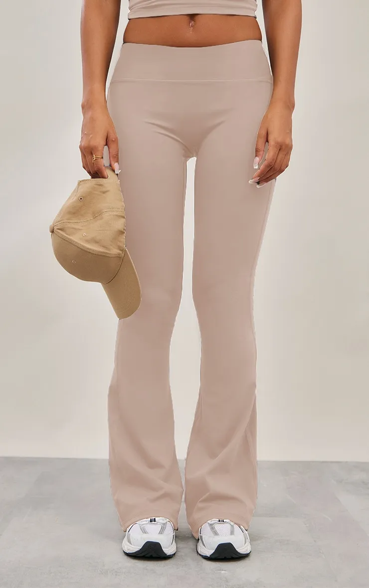 Deep Taupe Sculpt High Waist Flare Yoga Pants sold by Pretty Little Thing